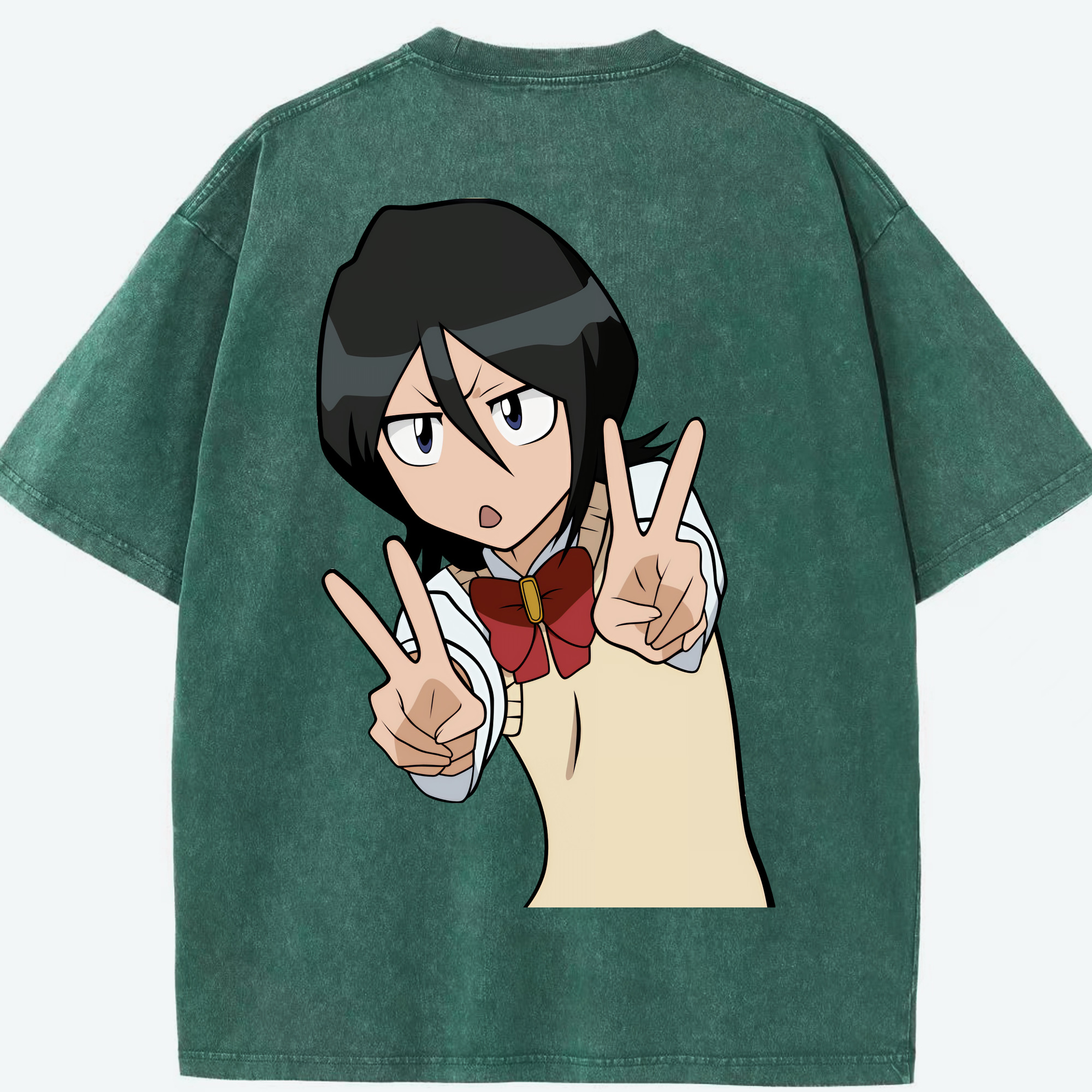 （画像用） ブリーチ 朽木ルキア BLEACH Kuchiki Rukia 綿100% ヴィンテージ風 半袖Tシャツ（背面プリント）